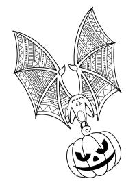 Νυχτερίδα Halloween πετάει με κολοκύθα