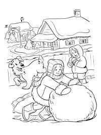 Αγόρι που κυλά χιονόμπαλα