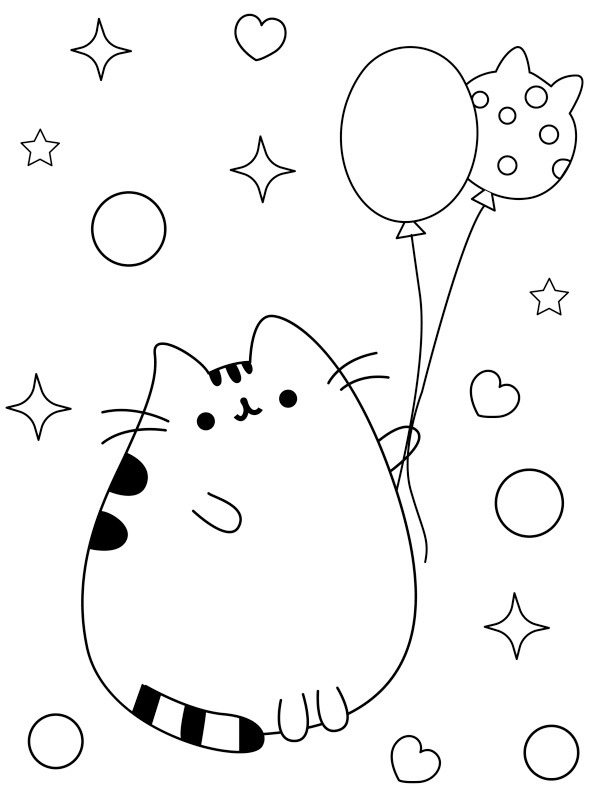 Pusheen με μπαλόνια ζωγραφική Pusheen με μπαλόνια ζωγραφική